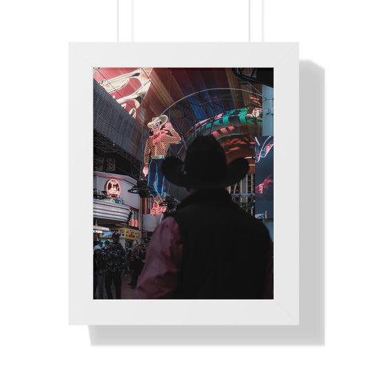 Neon Fremont Street Framed Poster — Urban Nightscape Wall Art