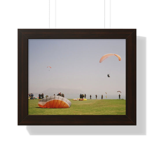 Framed Poster — Paragliding Beach Scene Wall Art