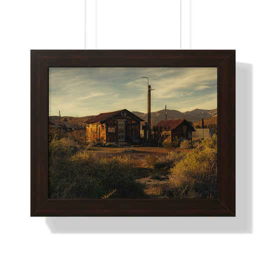 Framed Horizontal Poster – Desert Ghost Town Ruins Wall Art