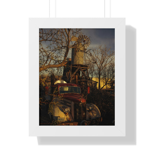 Vintage Rusty Truck Poster — Rustic Country Wall Art Framed Vertical Print