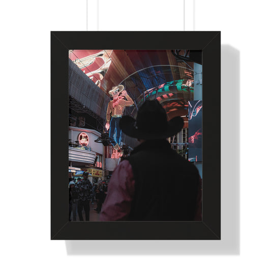 Neon Fremont Street Framed Poster — Urban Nightscape Wall Art