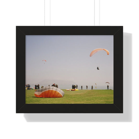 Framed Poster — Paragliding Beach Scene Wall Art