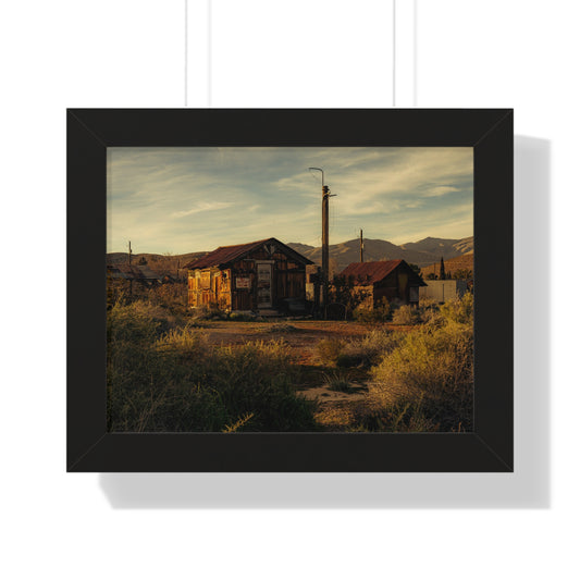 Framed Horizontal Poster – Desert Ghost Town Ruins Wall Art